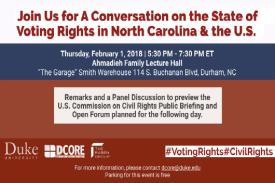 A Conversation on the State of Voting Rights in N.C. and the U.S. flier